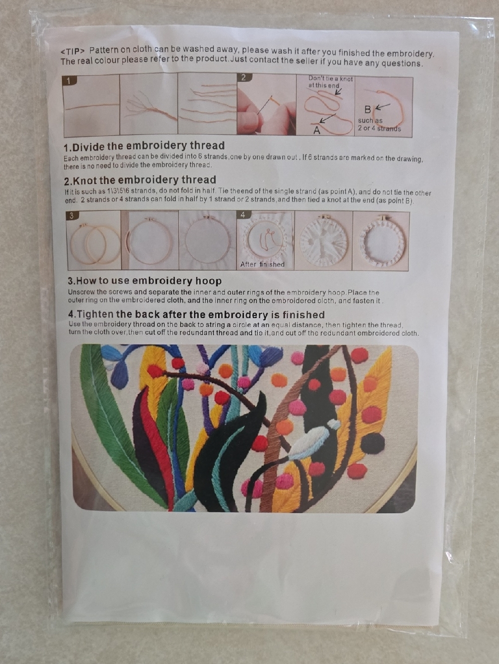 DIY Floral Embroidery Art Kit Cx1129 Arts & Crafts - Picture 3 of 4